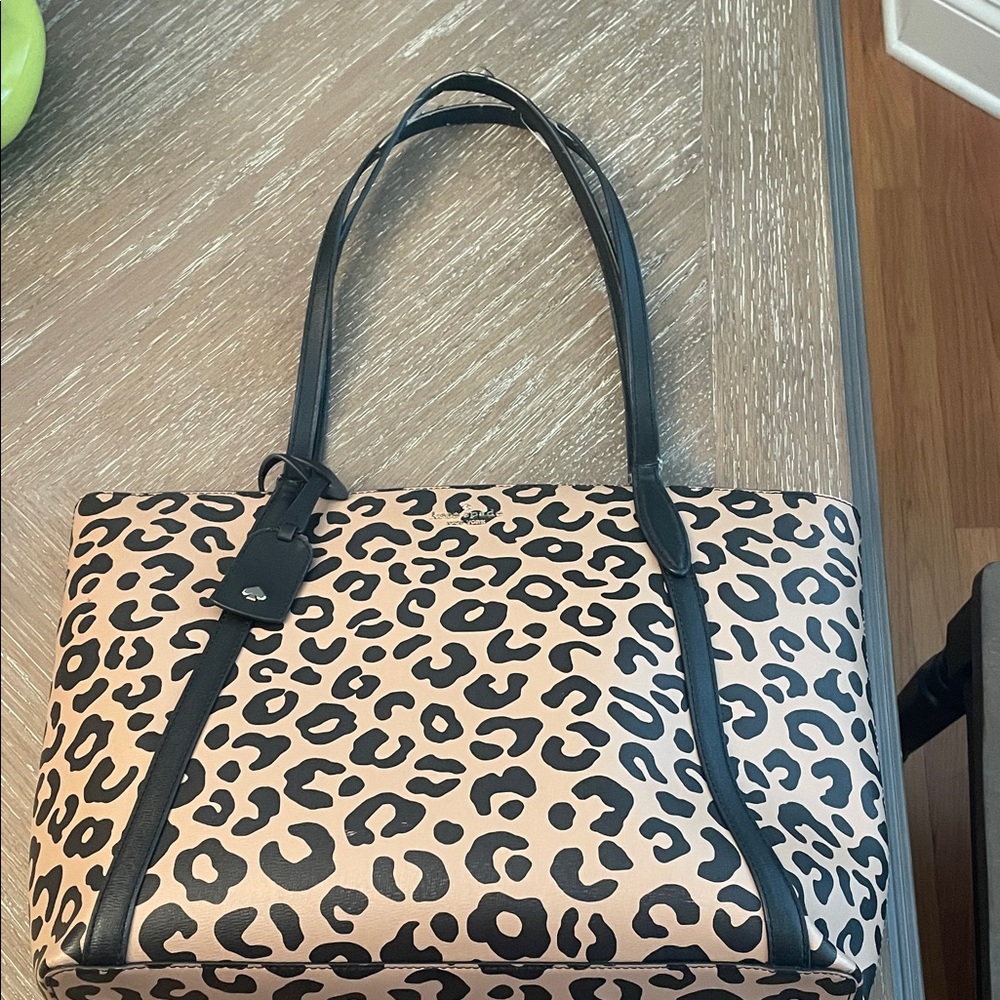 Kate Spade Leopard Print Tote Bag with Black Accents